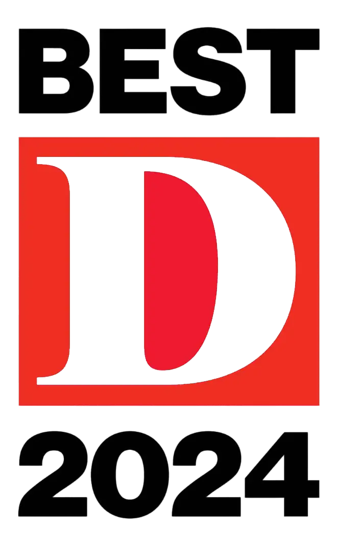 Featured at Smile City Orthodontics in Sunnyvale TX, bold black text stating “BEST 2024” appears above and below a large red "D" within a red square. Featured at Smile City Orthodontics in Sunnyvale TX, bold black text stating “BEST 2024” appears above and below a large red "D" within a red square.