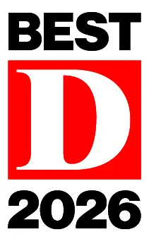 Featured at Smile City Orthodontics in Sunnyvale TX, bold black text stating “BEST 2026” appears above and below a large red "D" within a red square.